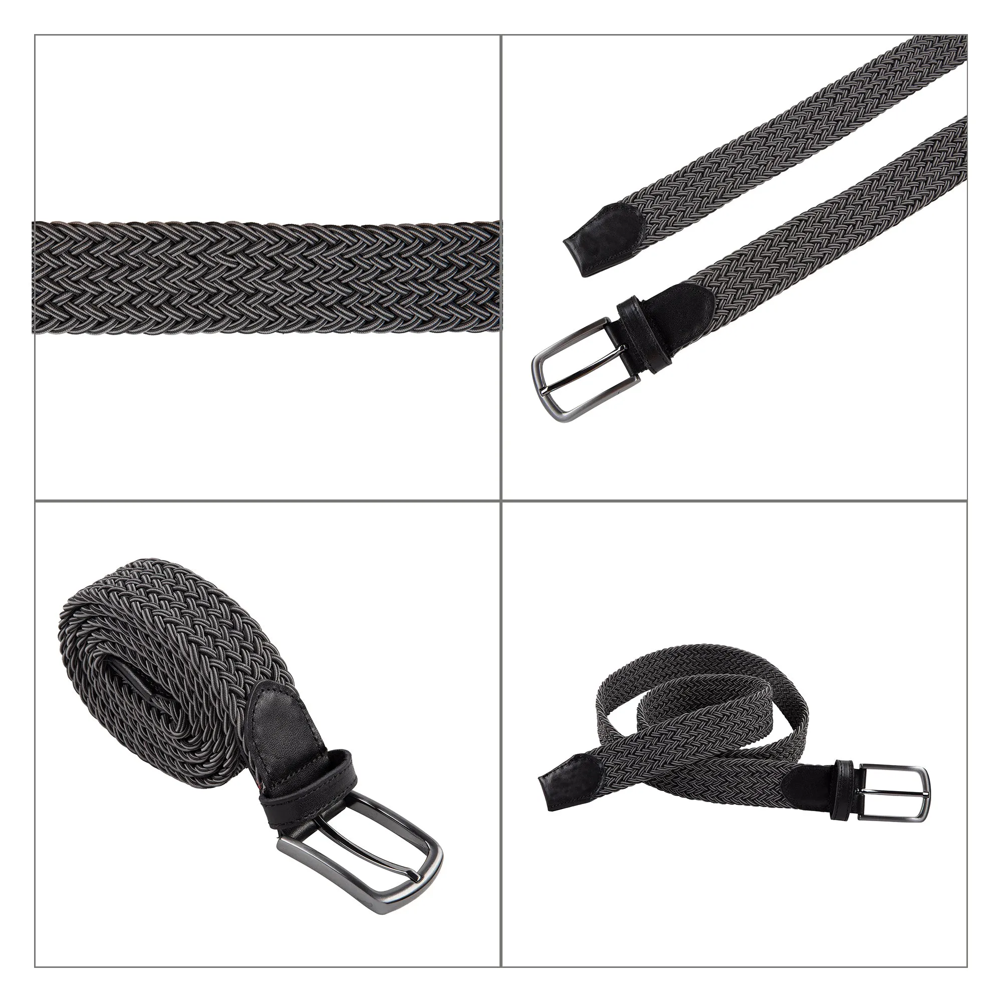 Genuine Leather Braided Flexible Detailed Elastic Belt X-Small/Small/Medium/Large/X-Large/XX-Large