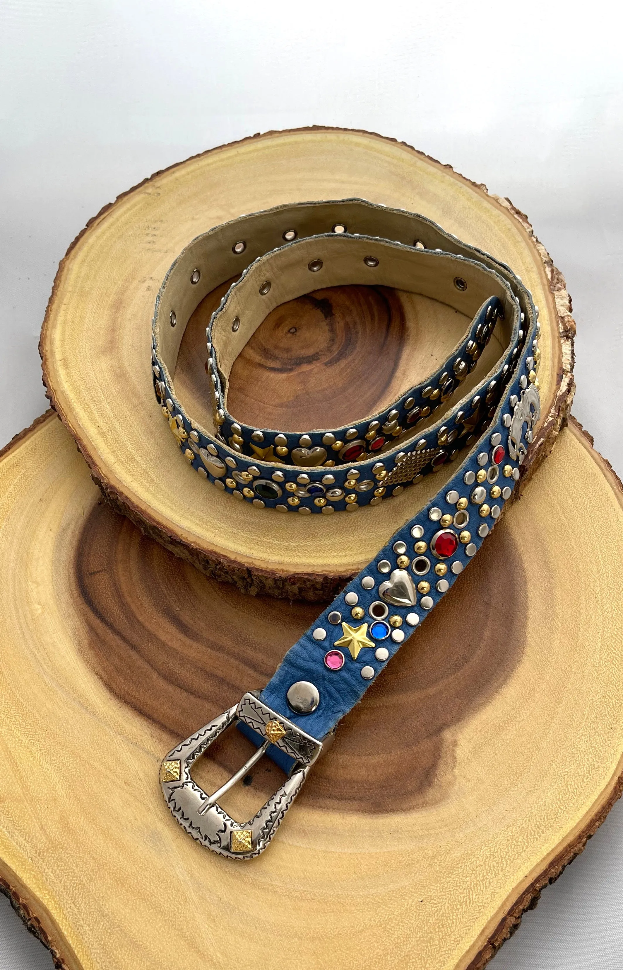GET WAISTED 80s Sand Castle Studded and Jeweled Belt, Small to Large