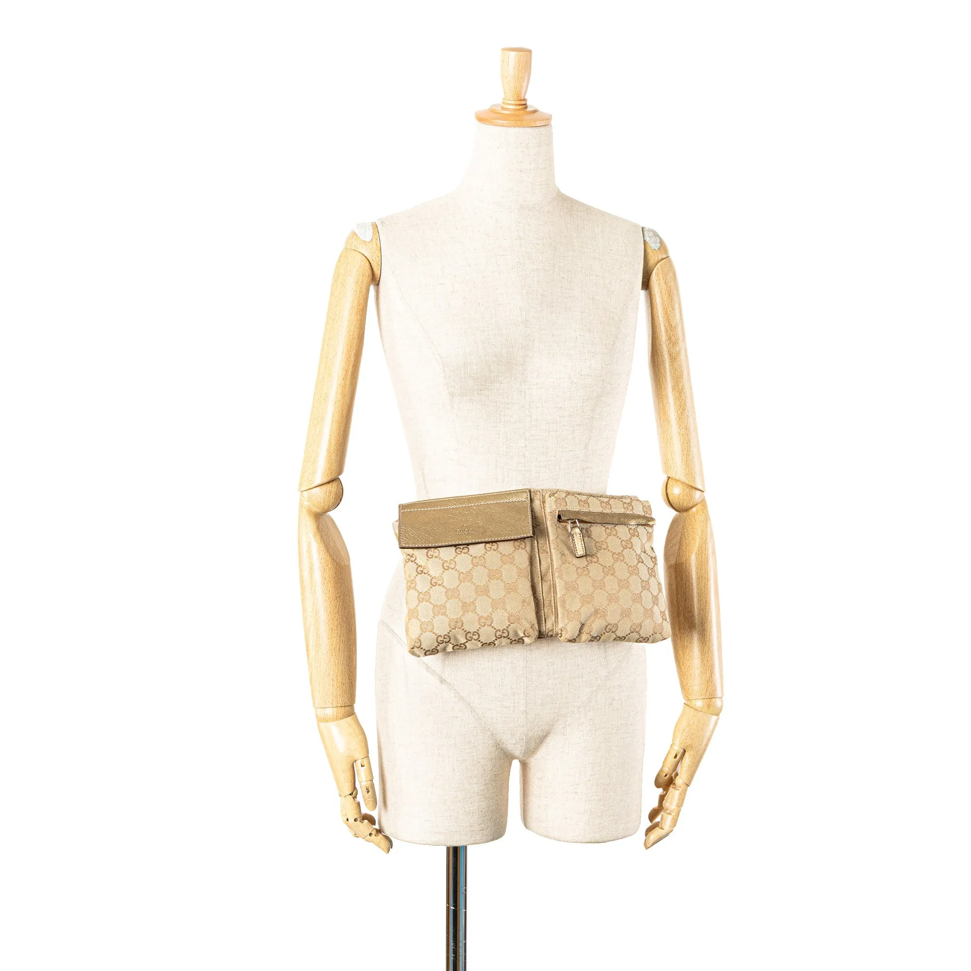 GG Canvas Web Double Pocket Belt Bag