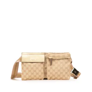 GG Canvas Web Double Pocket Belt Bag