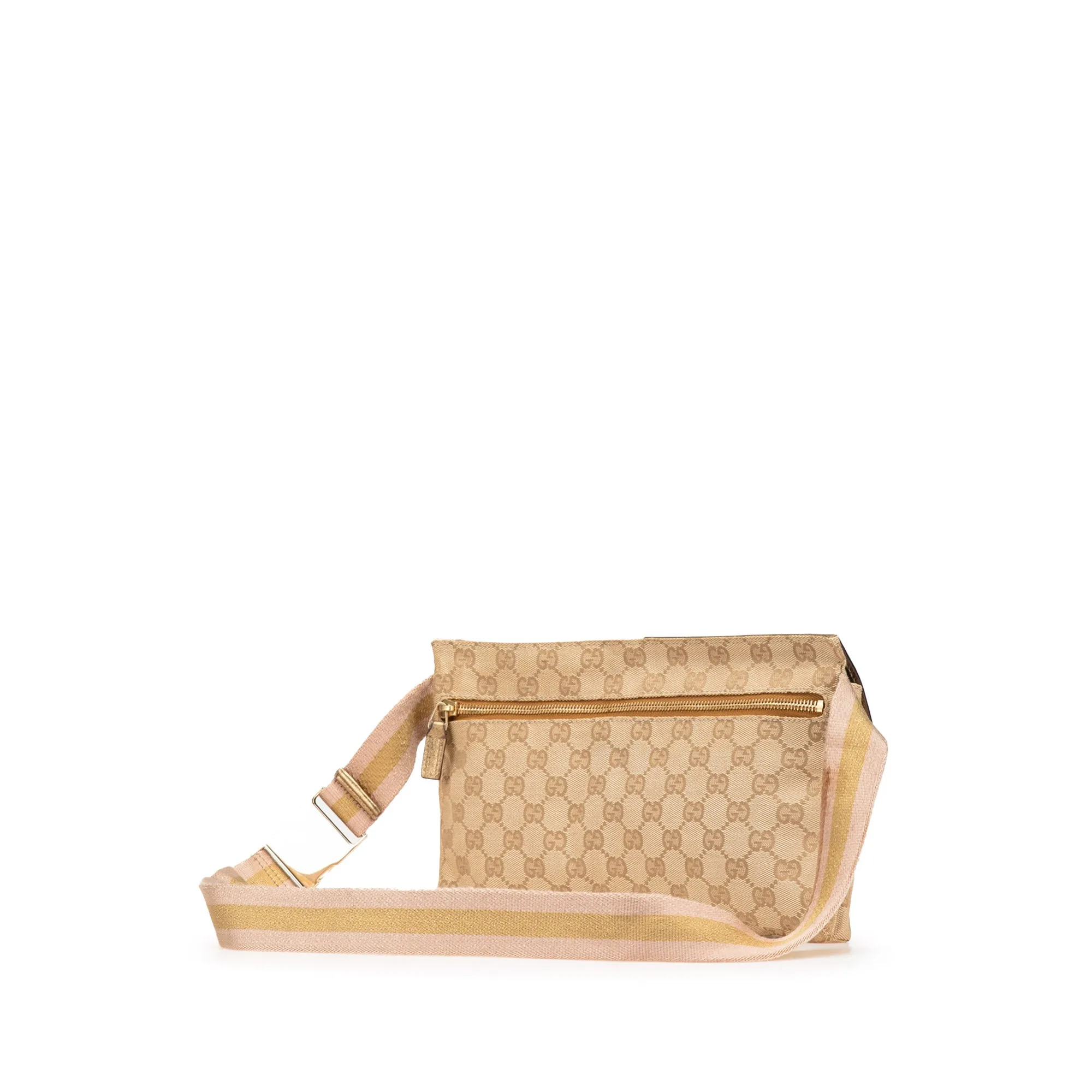 GG Canvas Web Double Pocket Belt Bag