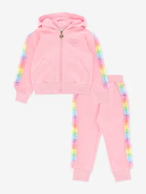 Girls Estella Rainbow Trim Tracksuit in Pink