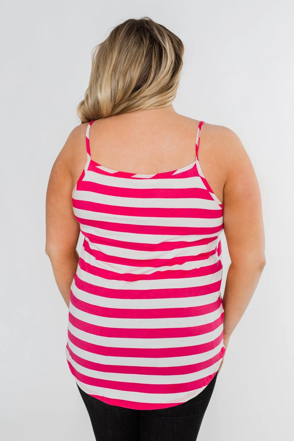 Give It To Me Striped Tank Top- Hot Pink