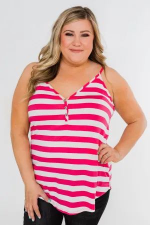 Give It To Me Striped Tank Top- Hot Pink