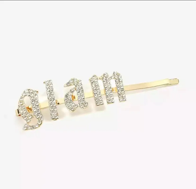 GLAM Rhinestone Statement Words Hairpin Hair Clip