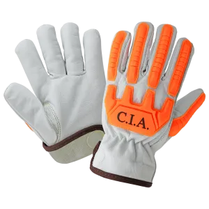 Global Glove & Safety CIA7700 High-Visibility Cut and Impact Resistant Buffalo Leather Drivers, Cut A7