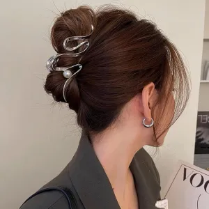 Golden Pearl Hair Crab Clip for Women