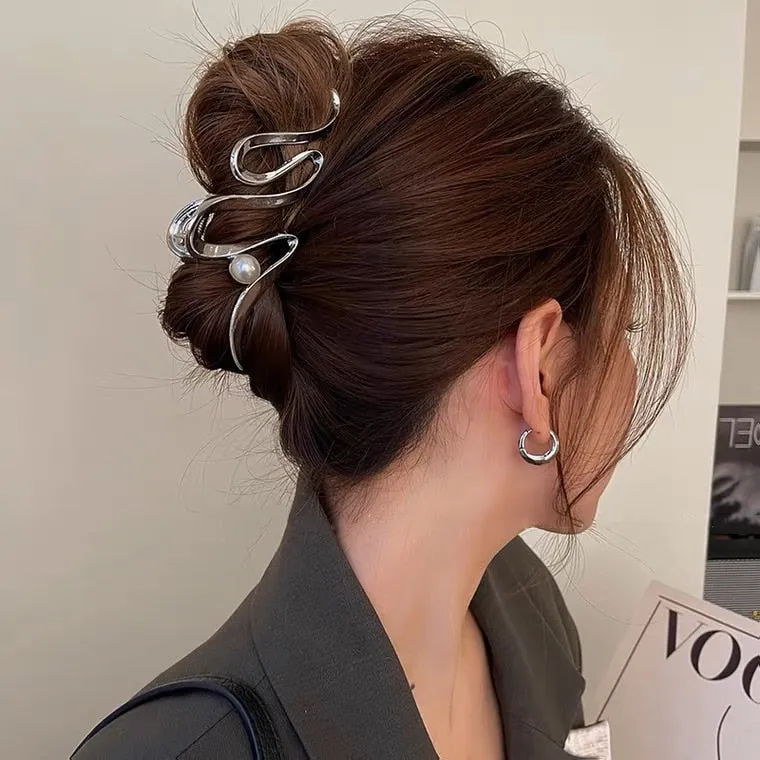 Golden Pearl Hair Crab Clip for Women