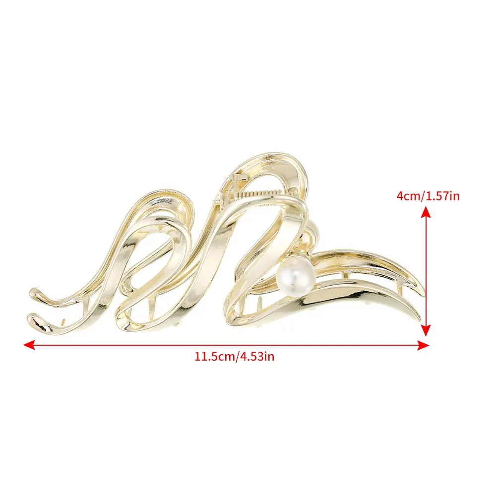 Golden Pearl Hair Crab Clip for Women