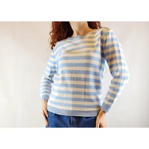 Gorman cotton blue and white knit jumper size S (best fits size 10)