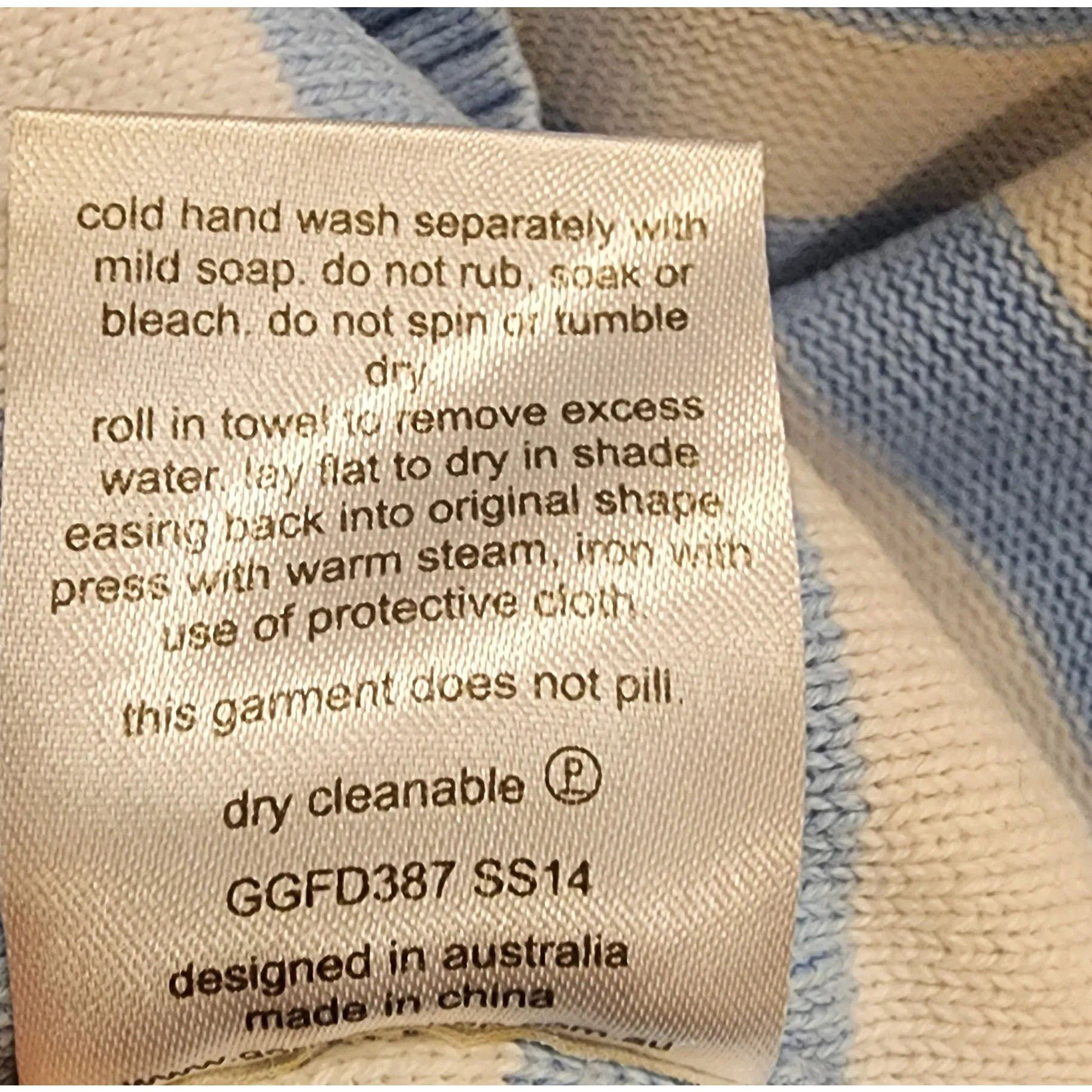 Gorman cotton blue and white knit jumper size S (best fits size 10)