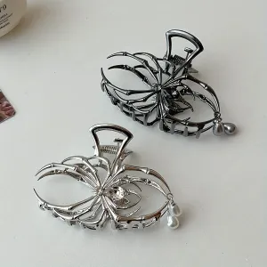 Gothic Spider Hair Claw Clips with Pearl Accents