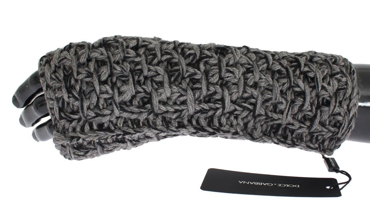 Gray Wool Cashmere Finger Free Knitted Gloves
