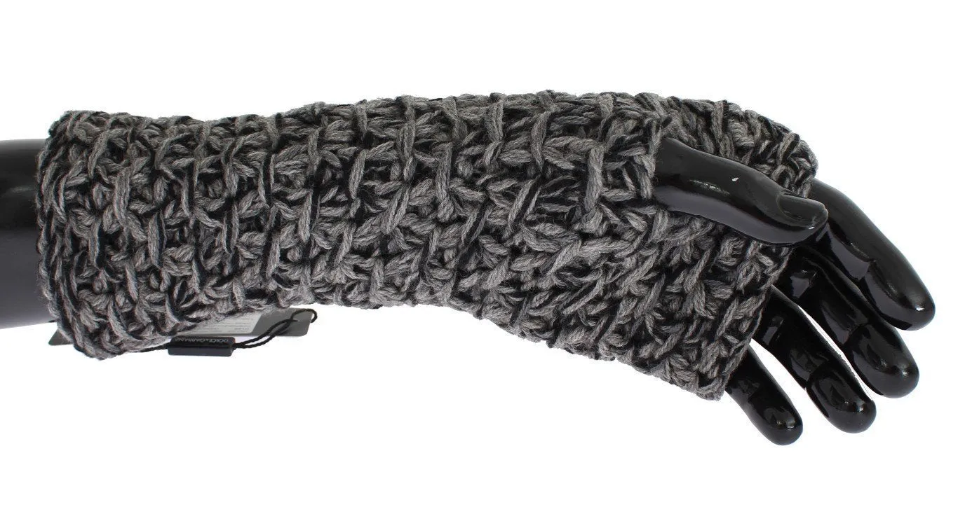 Gray Wool Cashmere Finger Free Knitted Gloves
