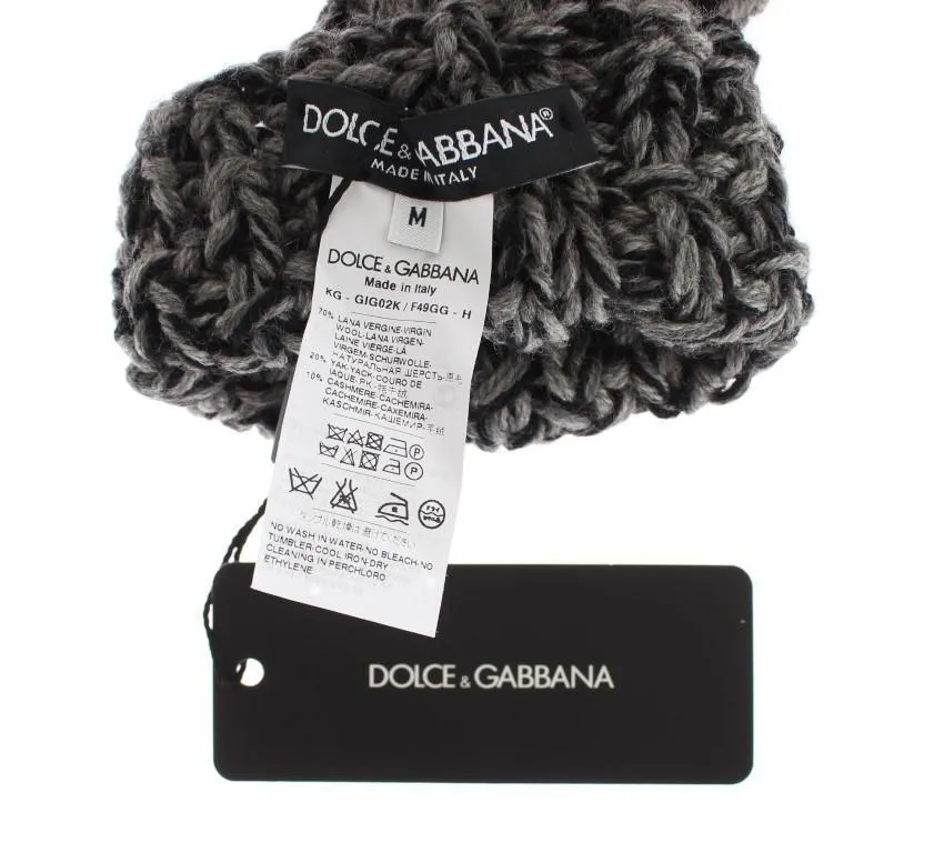 Gray Wool Cashmere Finger Free Knitted Gloves