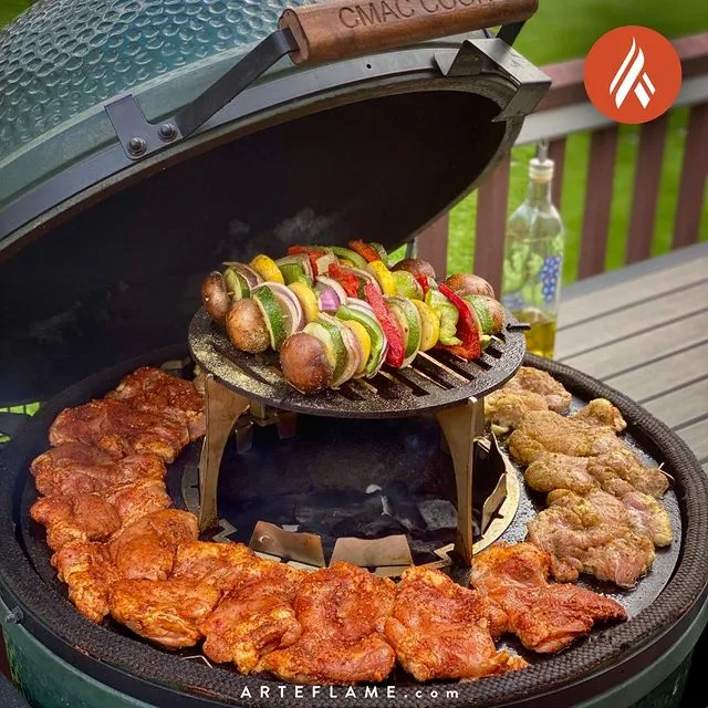 Green Egg Style / Kamado Style Grill Griddle Combination Inserts by Arteflame