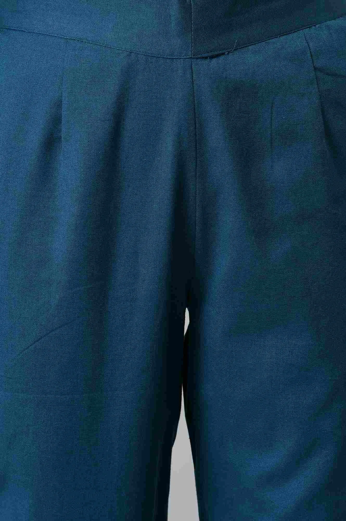 Green Yellow Cotton Flax Women'S Trousers