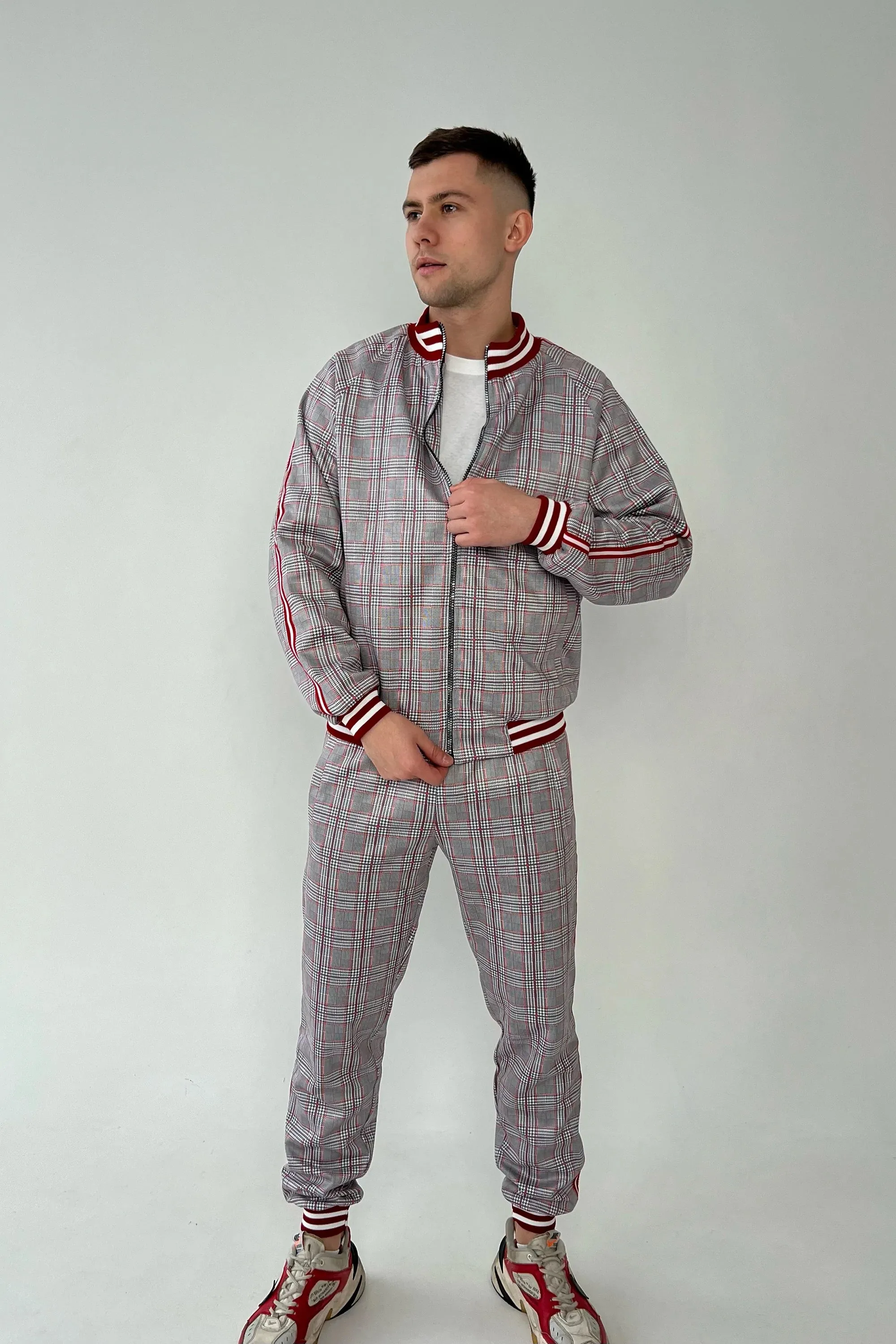 Grey Checkered Colin Farrell Coach Tracksuit TheGentlemen™