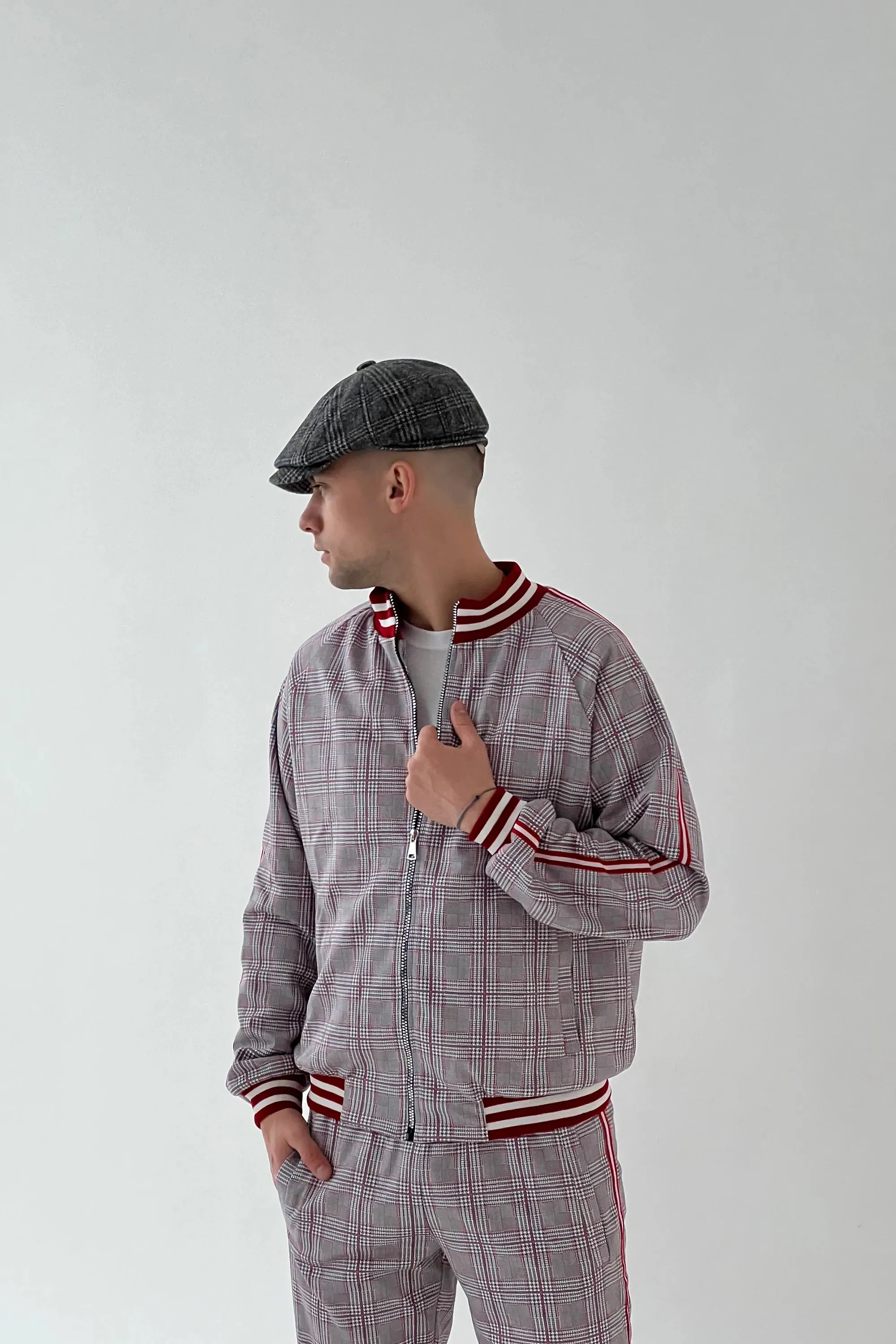 Grey Checkered Colin Farrell Coach Tracksuit TheGentlemen™