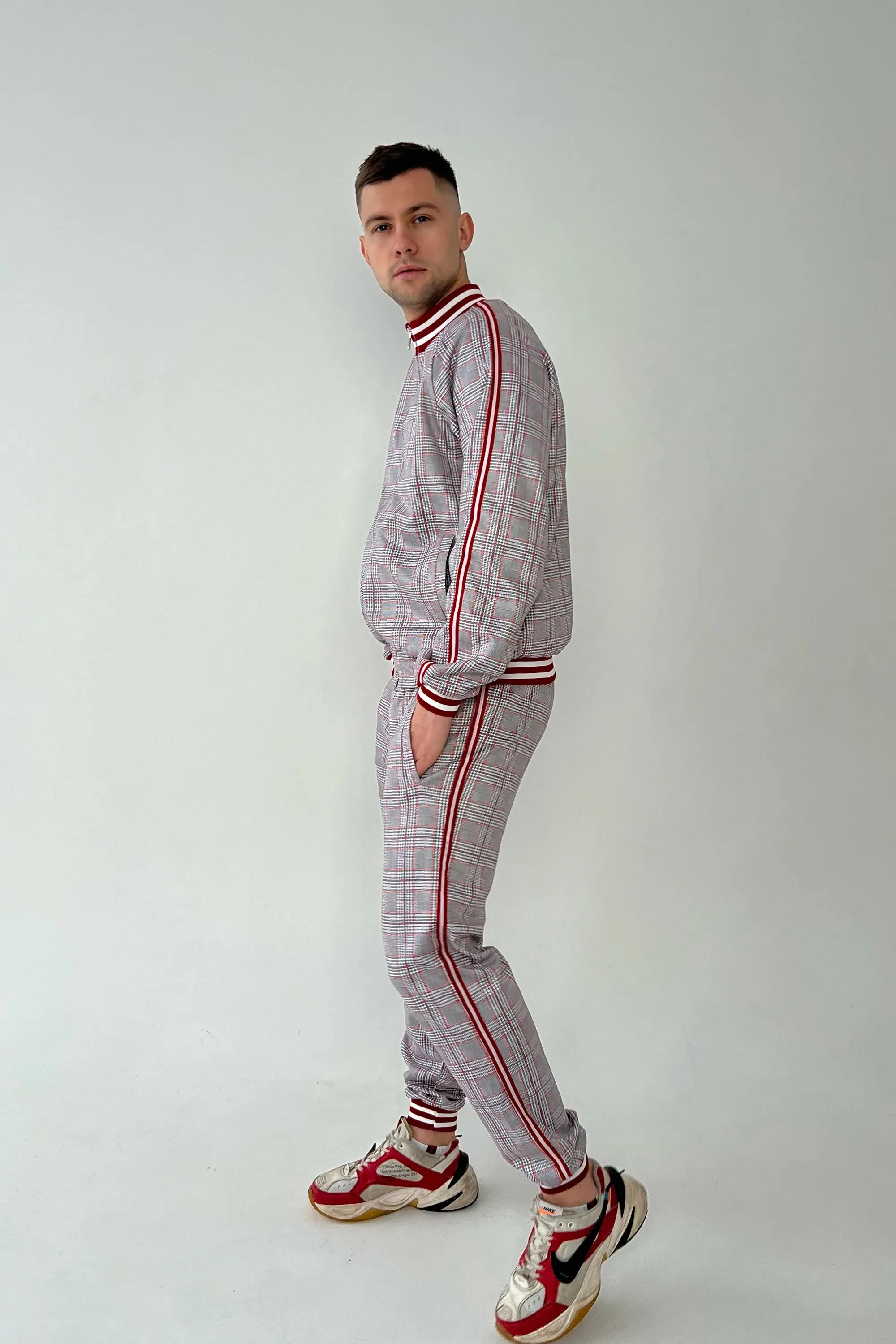Grey Checkered Colin Farrell Coach Tracksuit TheGentlemen™