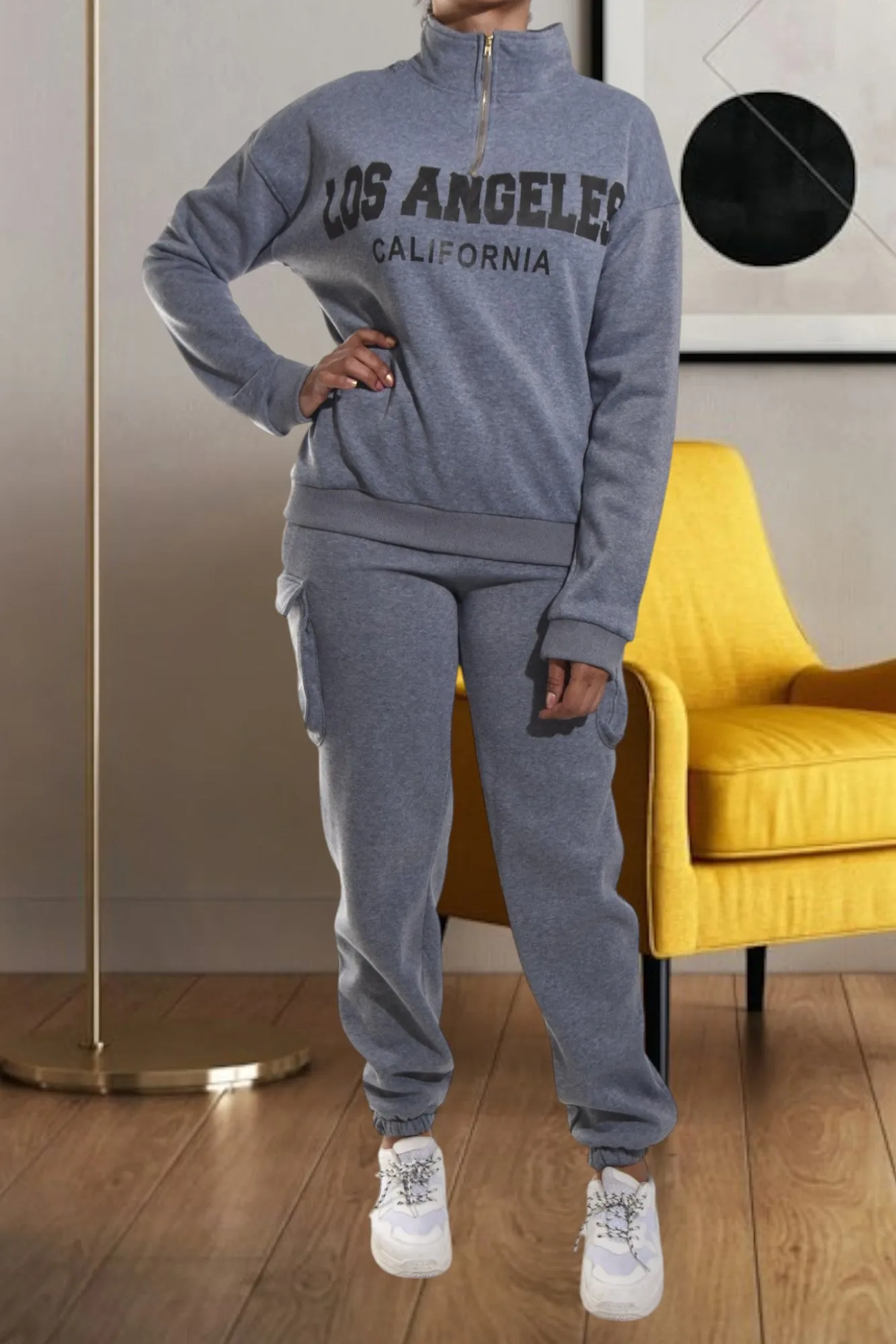 Grey Graphic Pocket Tracksuit Set