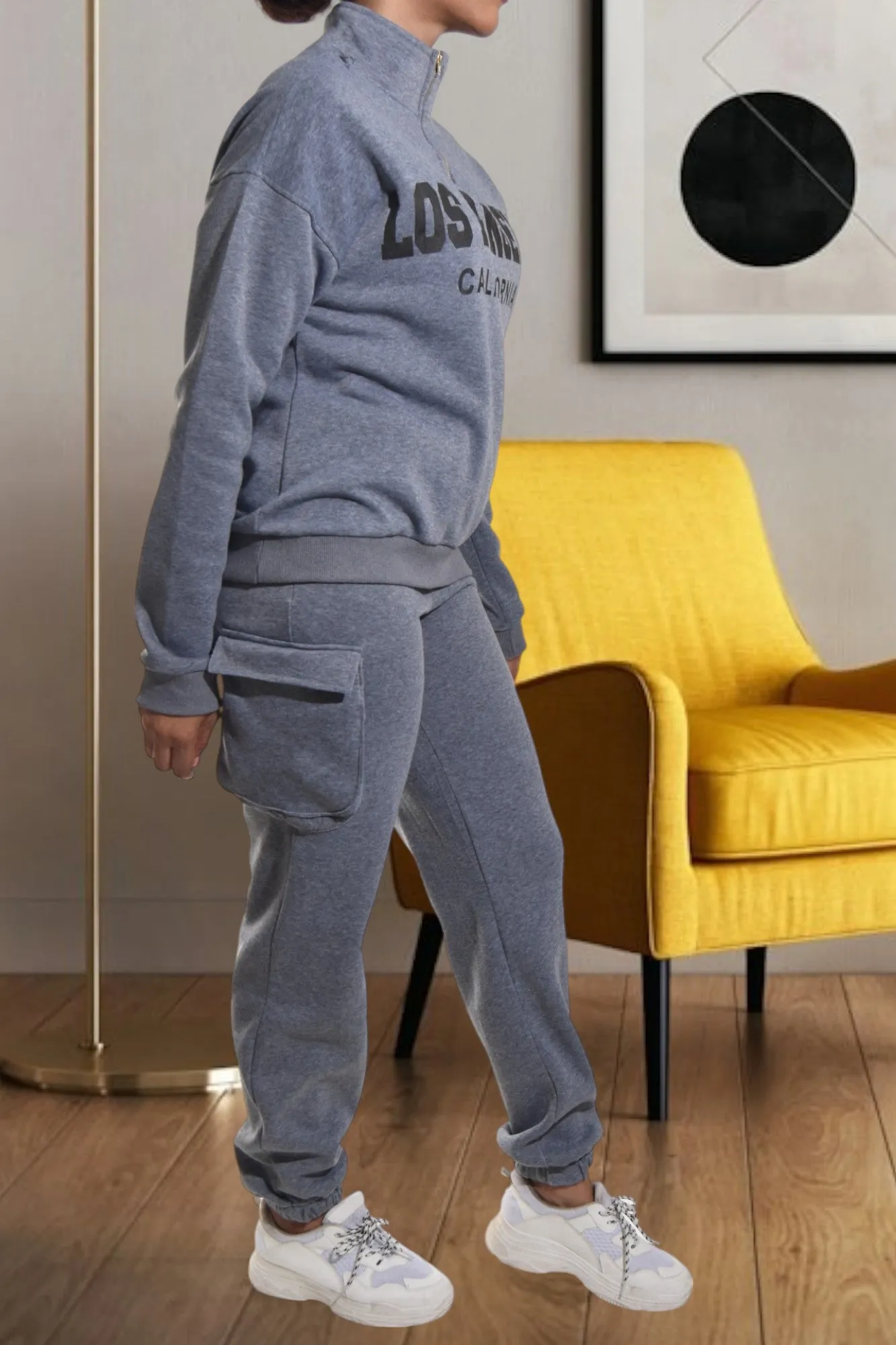 Grey Graphic Pocket Tracksuit Set