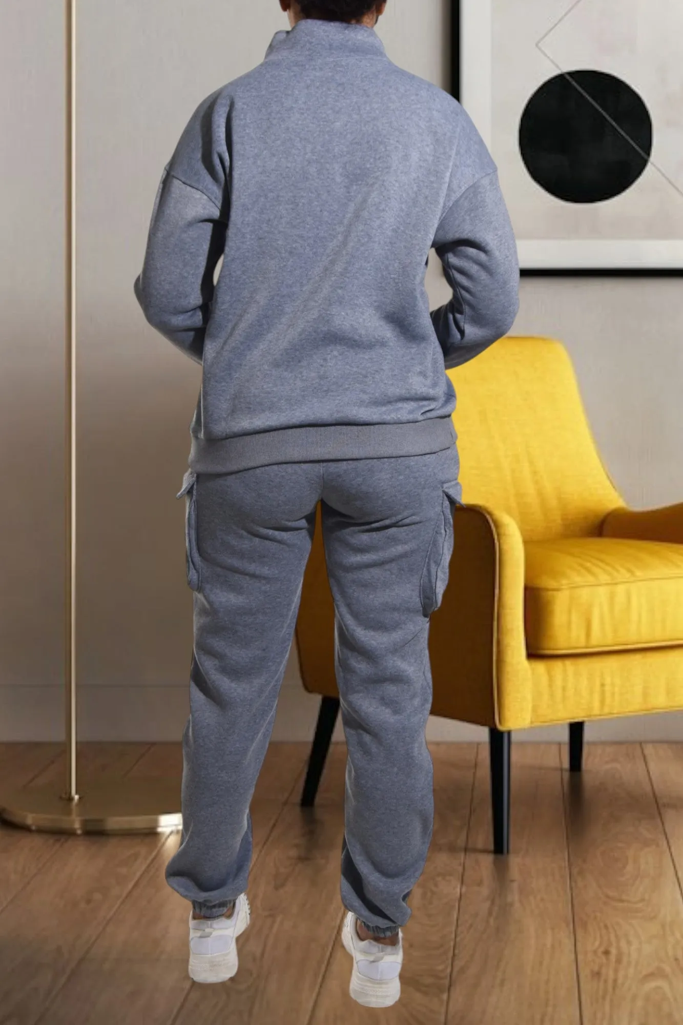 Grey Graphic Pocket Tracksuit Set