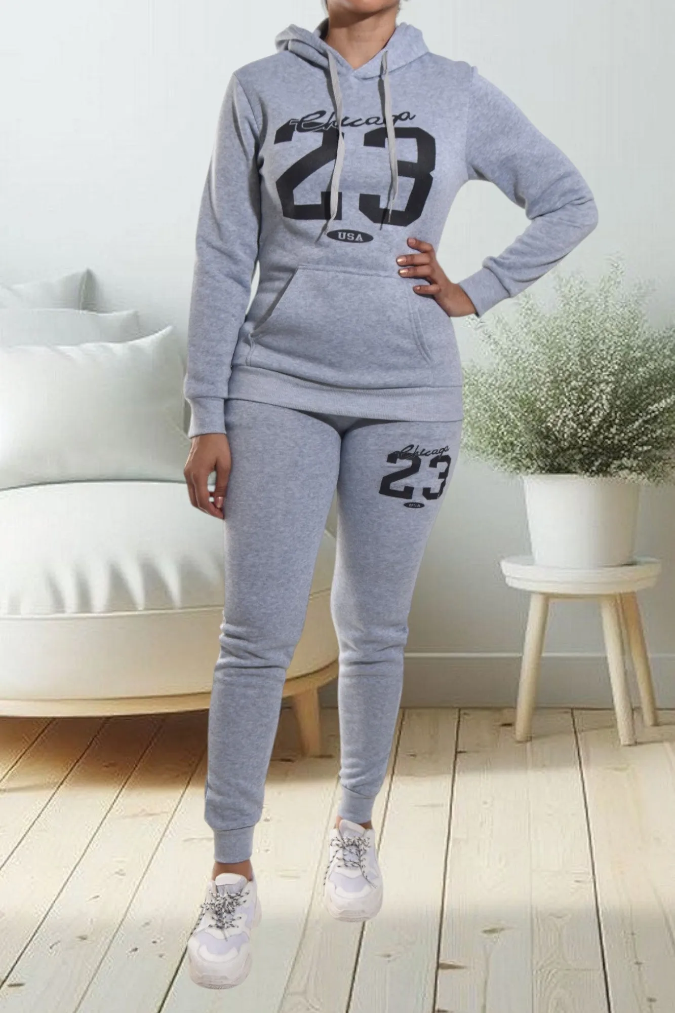 Grey Graphic Tracksuit Set