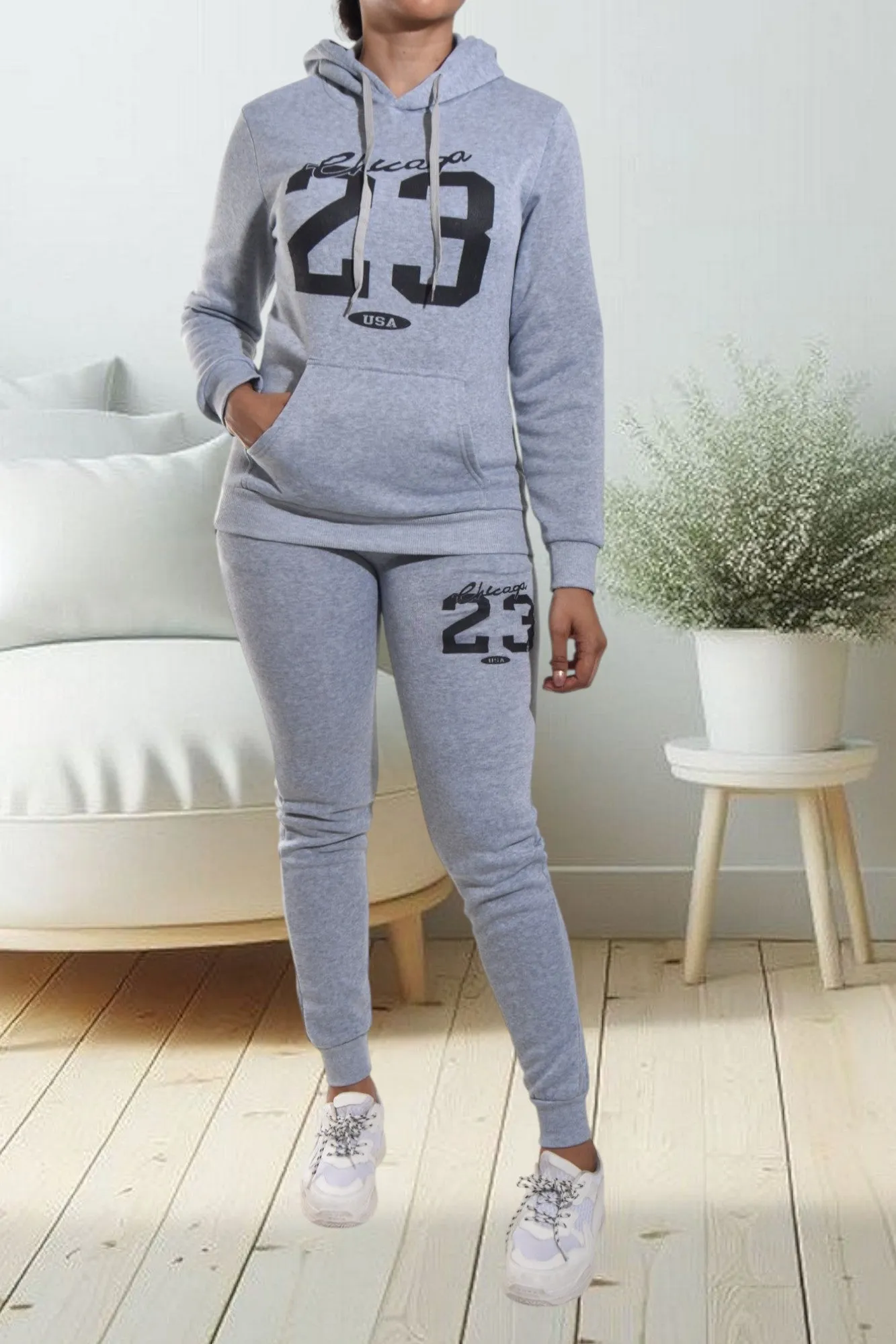 Grey Graphic Tracksuit Set