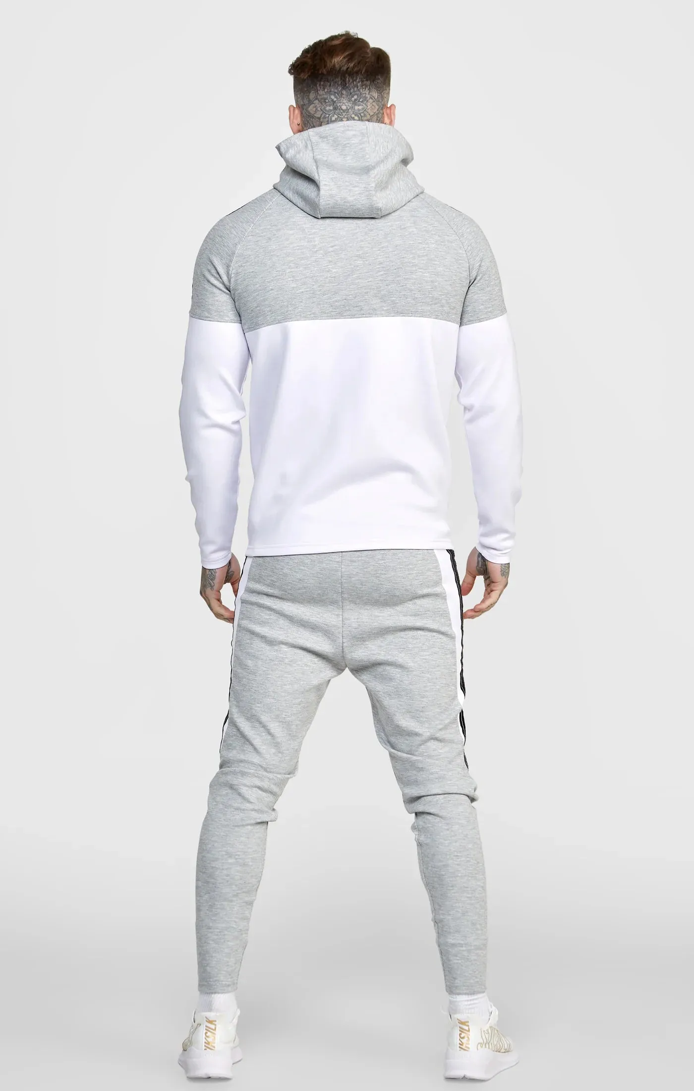 Grey Marl Zip Through Hoodie And Jogger Tracksuit Set