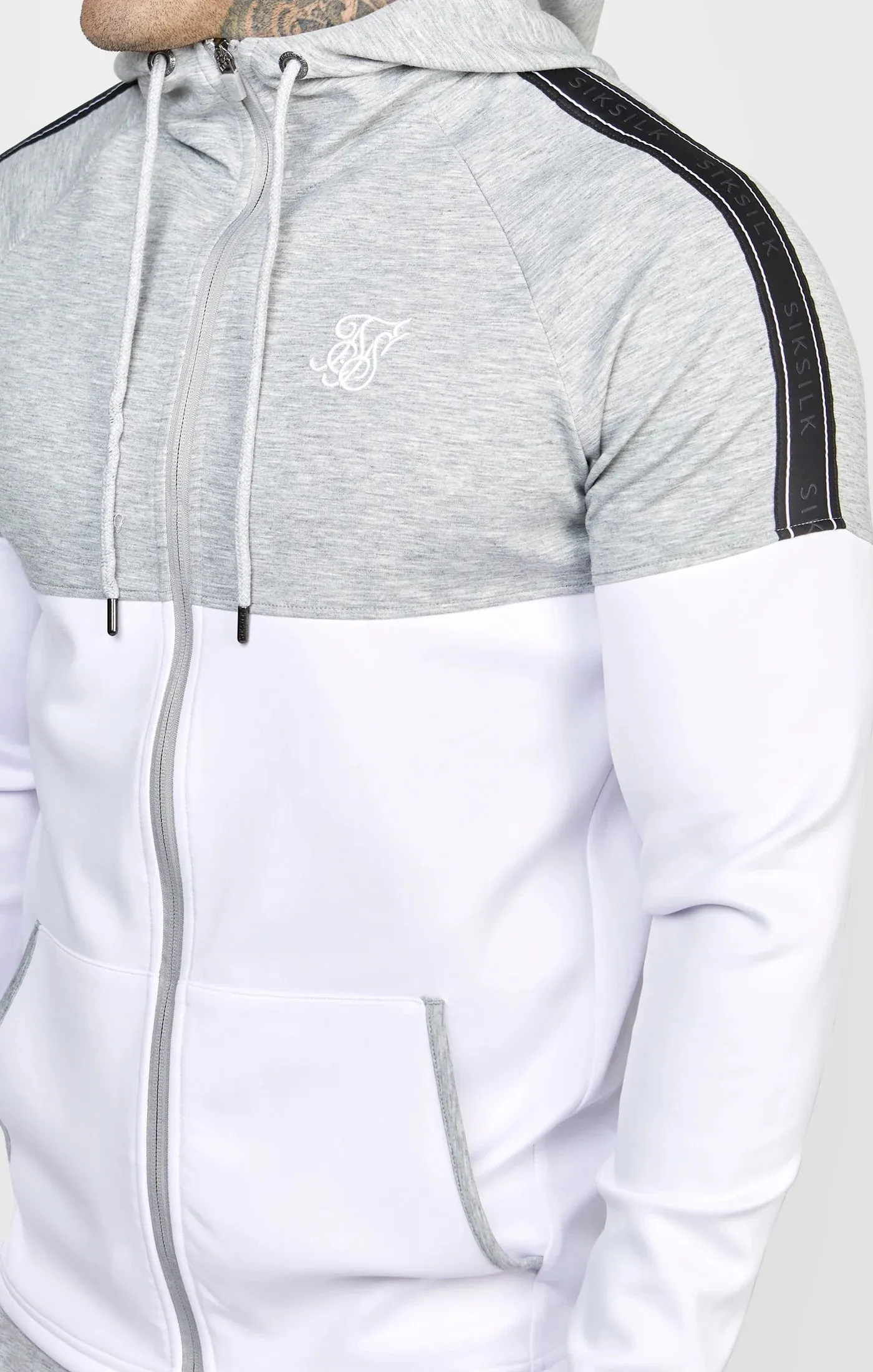Grey Marl Zip Through Hoodie And Jogger Tracksuit Set