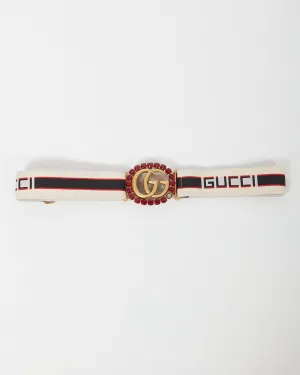 Gucci Crystal Marmont Elastic Band Logo Web Belt - 90/36