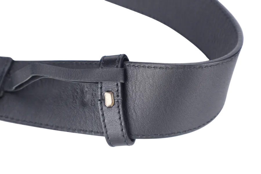 GUCCI GG MARMONT BLACK LEATHER BELT GOLD HARDWARE WITH DUST COVER