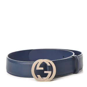 Gucci Interlocking GG Calfskin Belt in Cobalt Blue