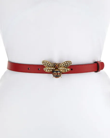 Gucci Queen Margaret Leather Belt in Red