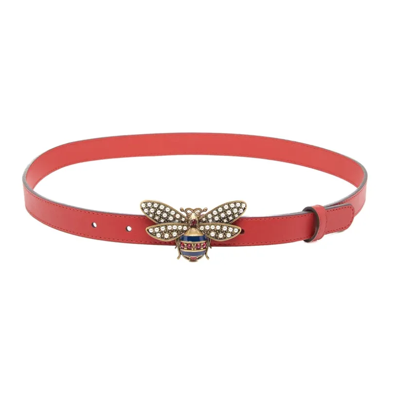 Gucci Queen Margaret Leather Belt in Red