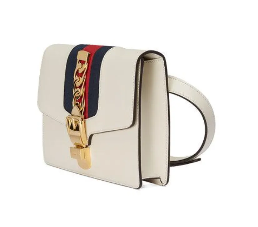 Gucci Sylvie Leather Belt Bag in White