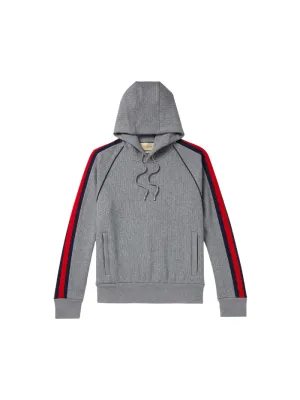 GUCCI Webbing-Trimmed Ribbed Wool and Cashmere-Blend Hoodie