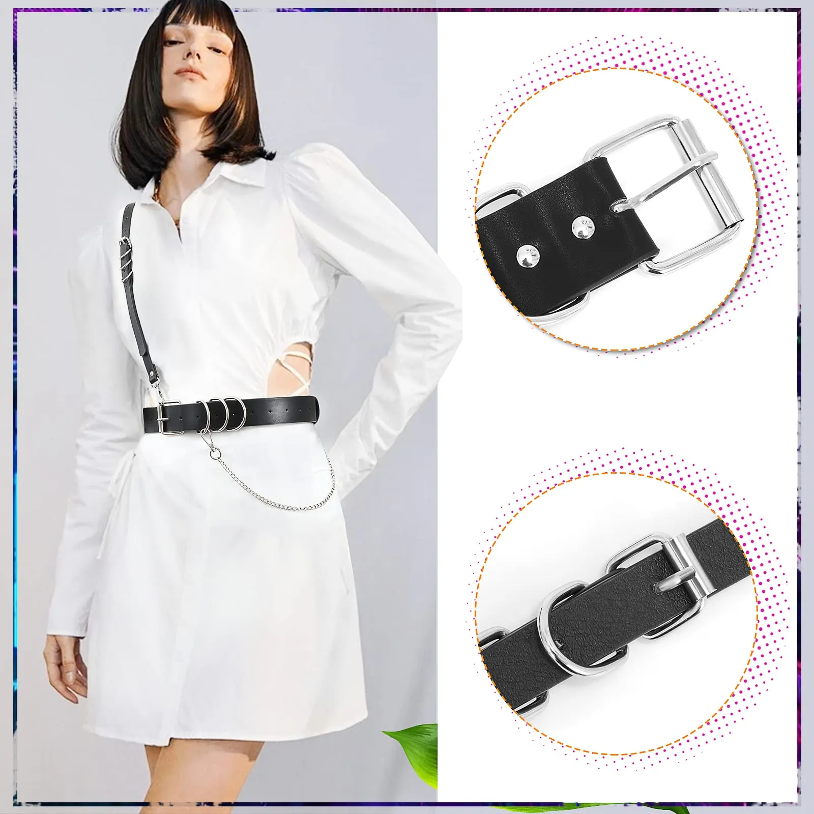 Halloween Punk Waist Belts for Women Harness Belt Fashion Body Belt Punk Chest Belt with Chains Adjustable Waist Belts for Women Girl