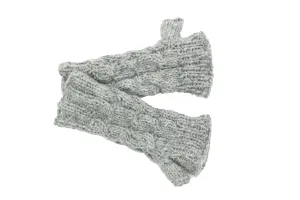 Hand Knitted Woolen Long Forearm Half Finger Glove-Gray