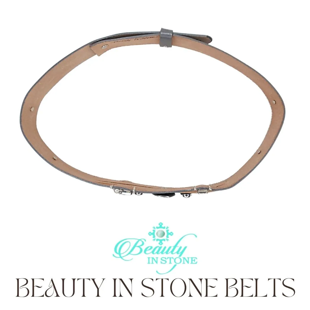 Handmade Leather Belt With Rhinestones & Coin