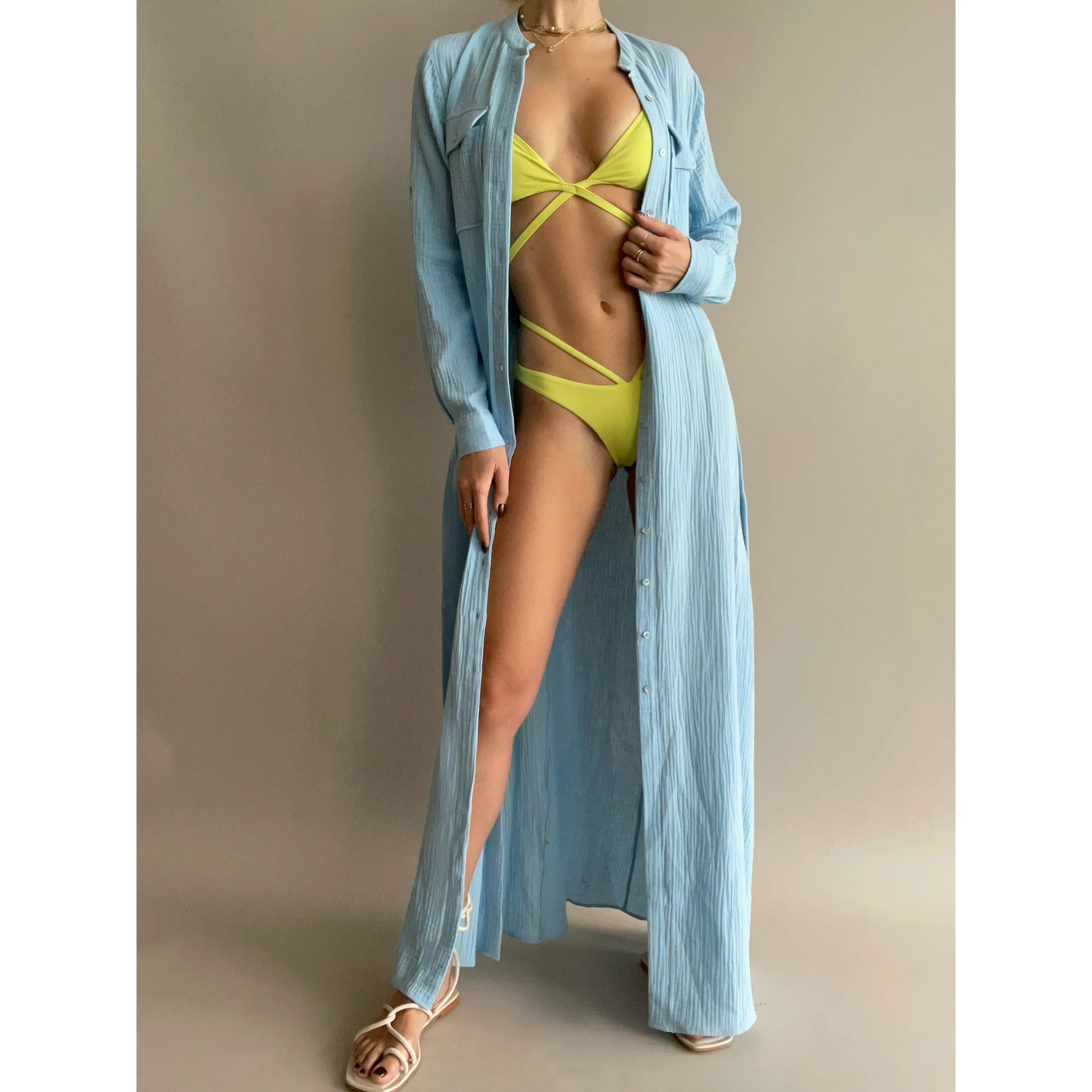 HARLEN SOLID TIE FRONT BIKINI TOP
