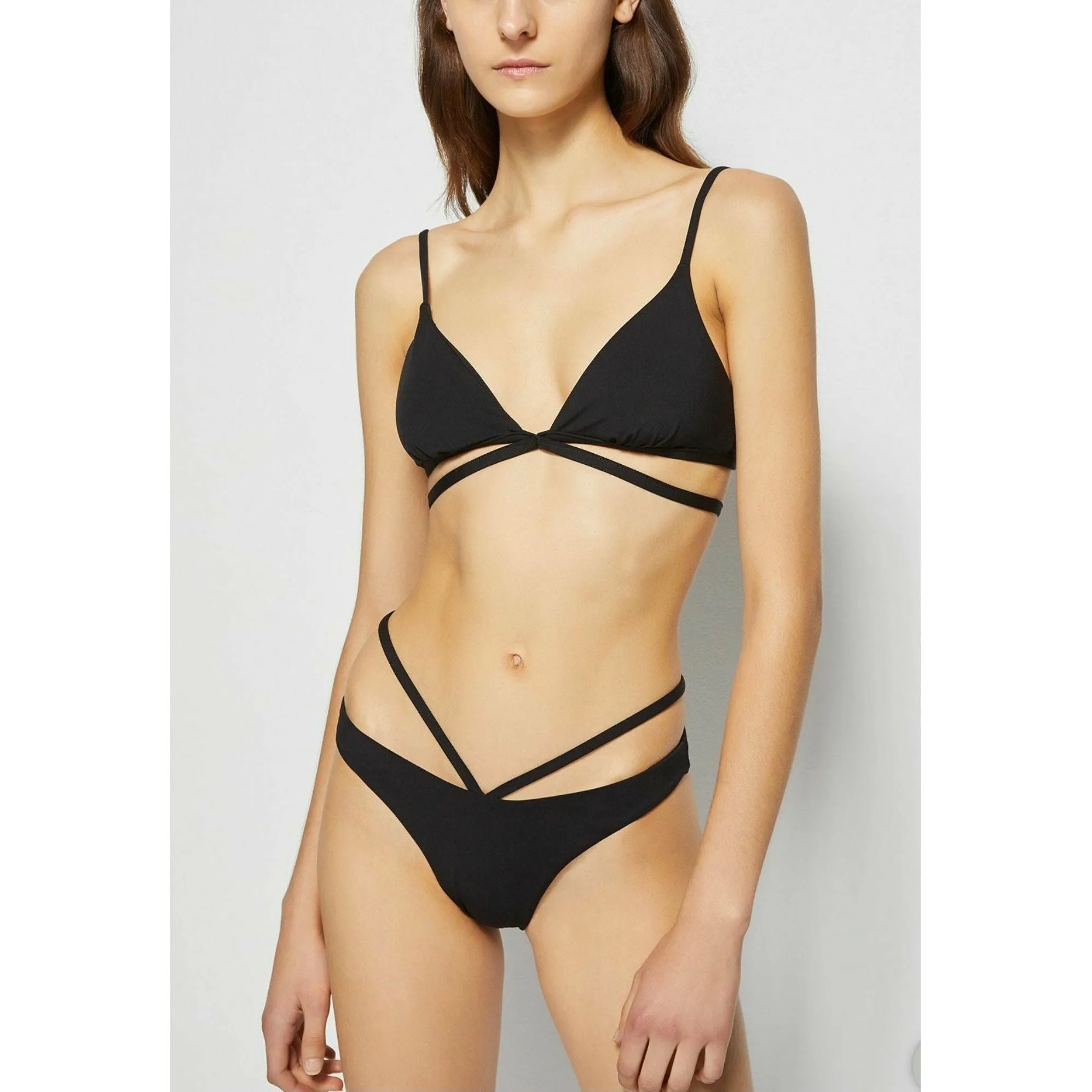 HARLEN SOLID TIE FRONT BIKINI TOP