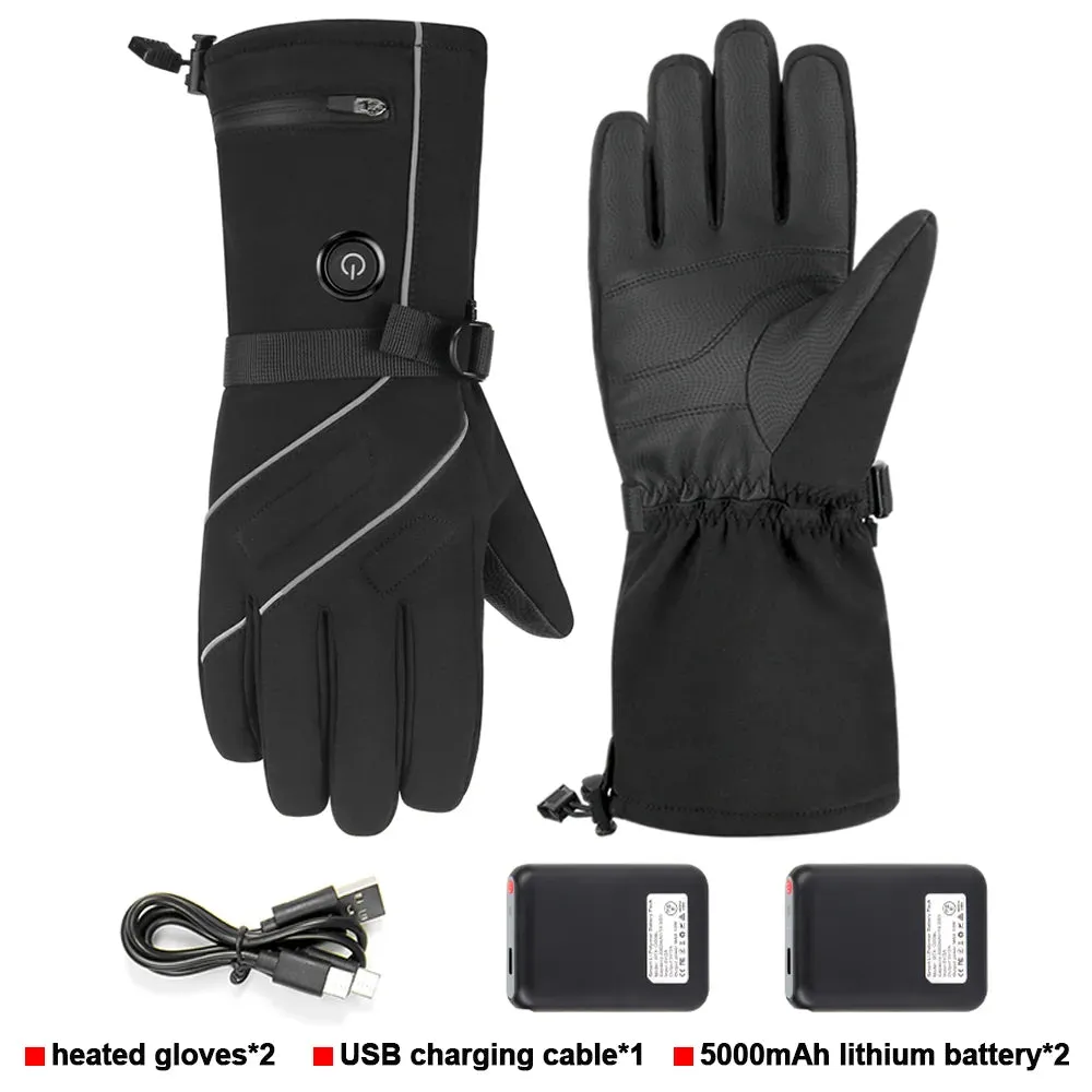 Heated Gloves Thermal Women Men USB Electric Heating Gloves Skiing Motorcycle Waterproof Warm Cycling Thermal Gloves Winter