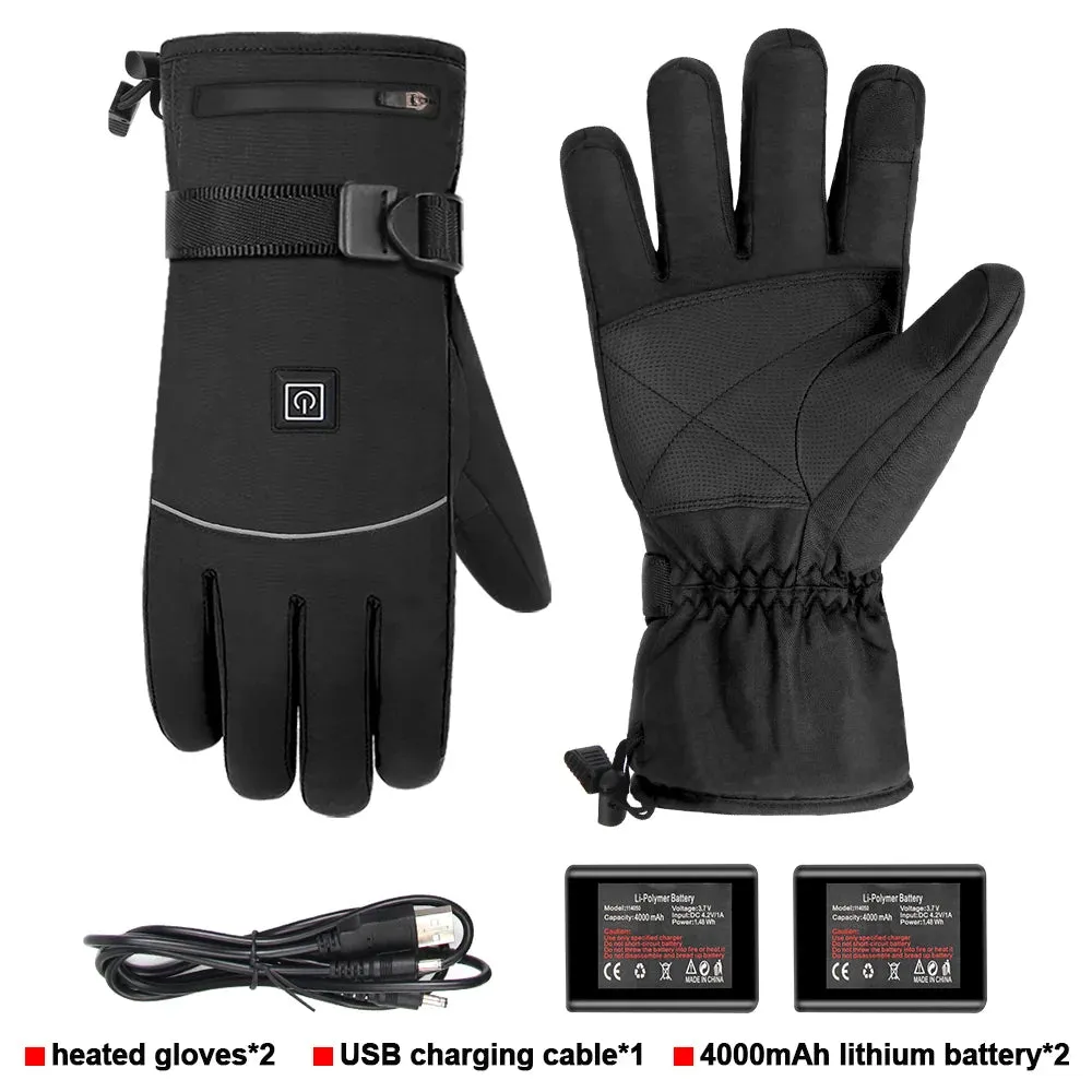 Heated Gloves Thermal Women Men USB Electric Heating Gloves Skiing Motorcycle Waterproof Warm Cycling Thermal Gloves Winter