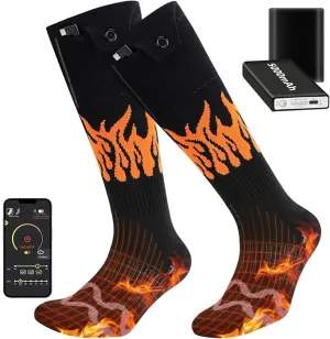 Heated Socks for Men Women - 2022 Upgraded Rechargeable Electric Heated Socks-Unisex Powered Cold Weather Heat Socks for Outdoor Riding Camping Hiking Motorcycle Skiing Warm Winter Socks