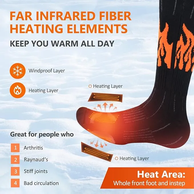 Heated Socks for Men Women - 2022 Upgraded Rechargeable Electric Heated Socks-Unisex Powered Cold Weather Heat Socks for Outdoor Riding Camping Hiking Motorcycle Skiing Warm Winter Socks