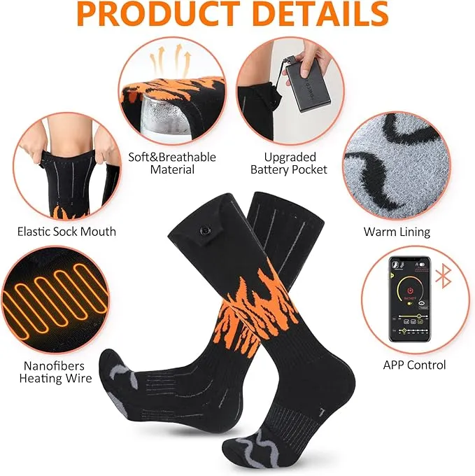 Heated Socks for Men Women - 2022 Upgraded Rechargeable Electric Heated Socks-Unisex Powered Cold Weather Heat Socks for Outdoor Riding Camping Hiking Motorcycle Skiing Warm Winter Socks