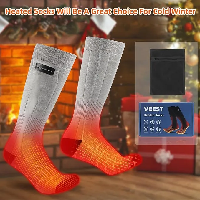 Heated Socks for Men Women, 5000mAh Rechargeable Washable Battery Operated Heating Socks, Electric Foot Warmer Thermal Socks for Hunting Camping Skiing Sports Outdoors