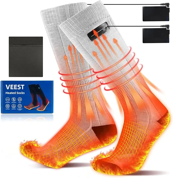 Heated Socks for Men Women, 5000mAh Rechargeable Washable Battery Operated Heating Socks, Electric Foot Warmer Thermal Socks for Hunting Camping Skiing Sports Outdoors